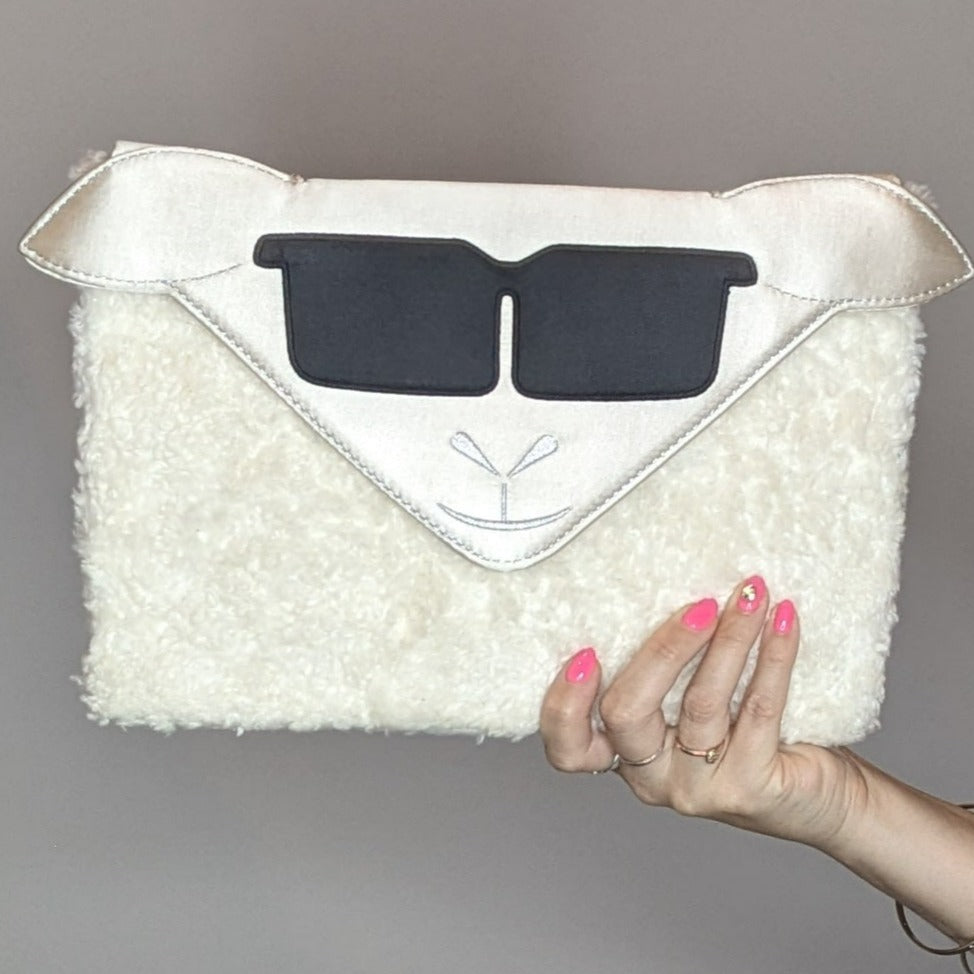 BCBGmaxazria Furry Sheep Clutch Purse Re find Preloved