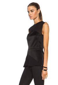 3.1 Phillip Lim Sheer Asymmetric Black Designer New Peplum Paneled Top