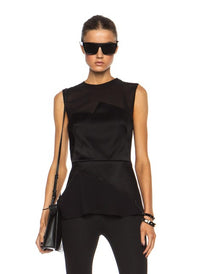 3.1 Phillip Lim Sheer Asymmetric Black Designer New Peplum Paneled Top