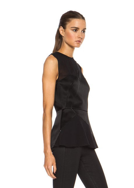 3.1 Phillip Lim Sheer Asymmetric Black Designer New Peplum Paneled Top