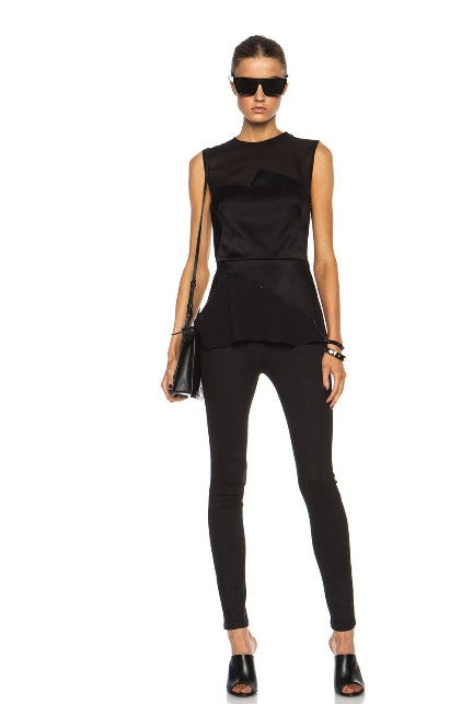 3.1 Phillip Lim Sheer Asymmetric Black Designer New Peplum Paneled Top