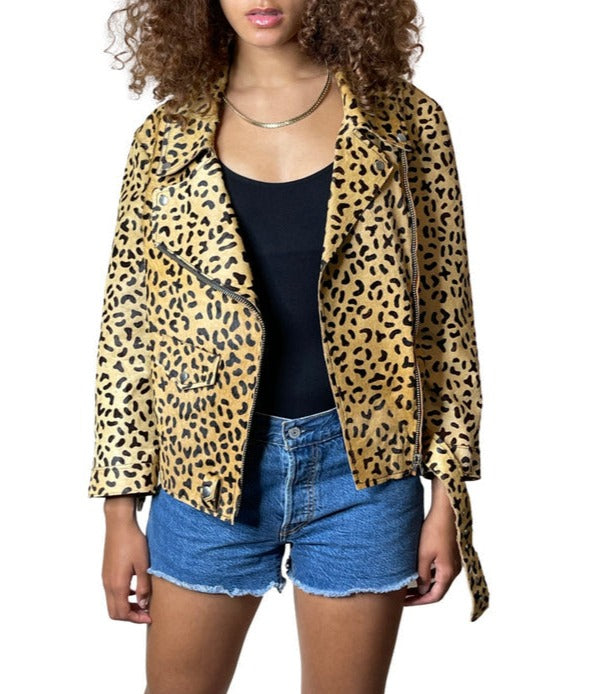 Alexander McQueen Animal Print Biker Jacket