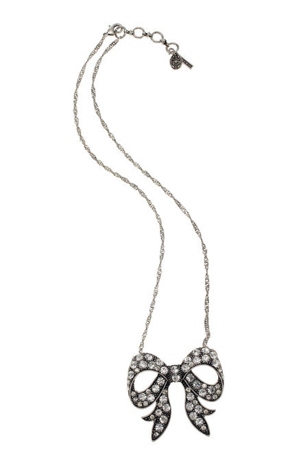 Samantha Wills Silver Diamante Bow Necklace