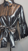 Carla Zampatti Silver Metallic Bow Formal Shirt