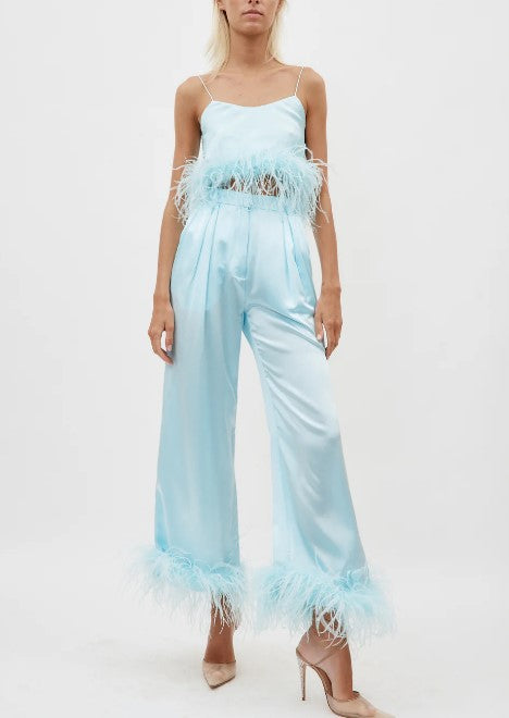 Michael Lo Sordo Feather Silk Camisole Top