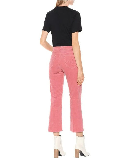 Mother Pink Corduroy Ankle Crop Pant