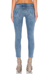 Mother Blue Ankle Fray Skinny Denim Jeans