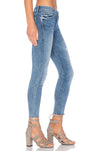 Mother Blue Ankle Fray Skinny Denim Jeans