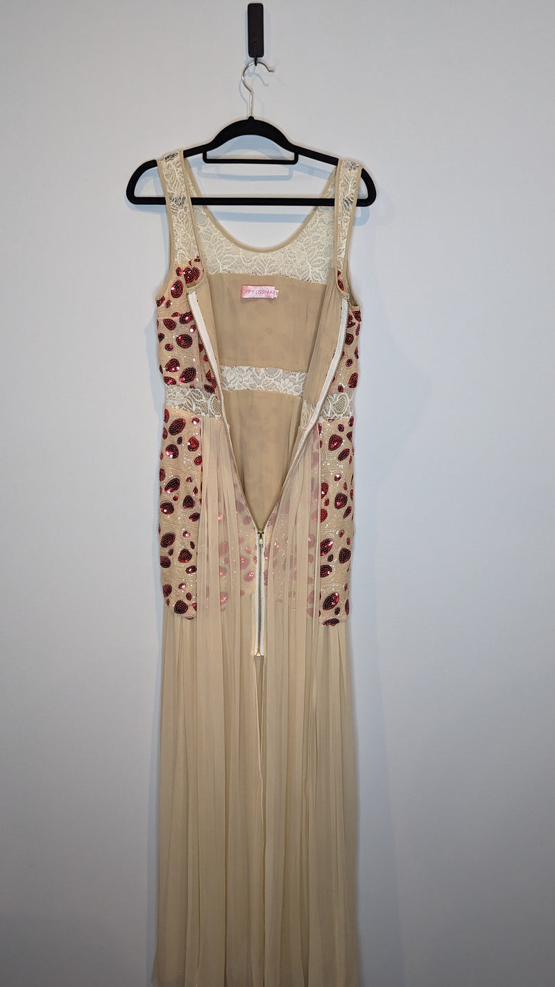 Poppy Lissiman Sequin & Lace Sheer Maxi Dress