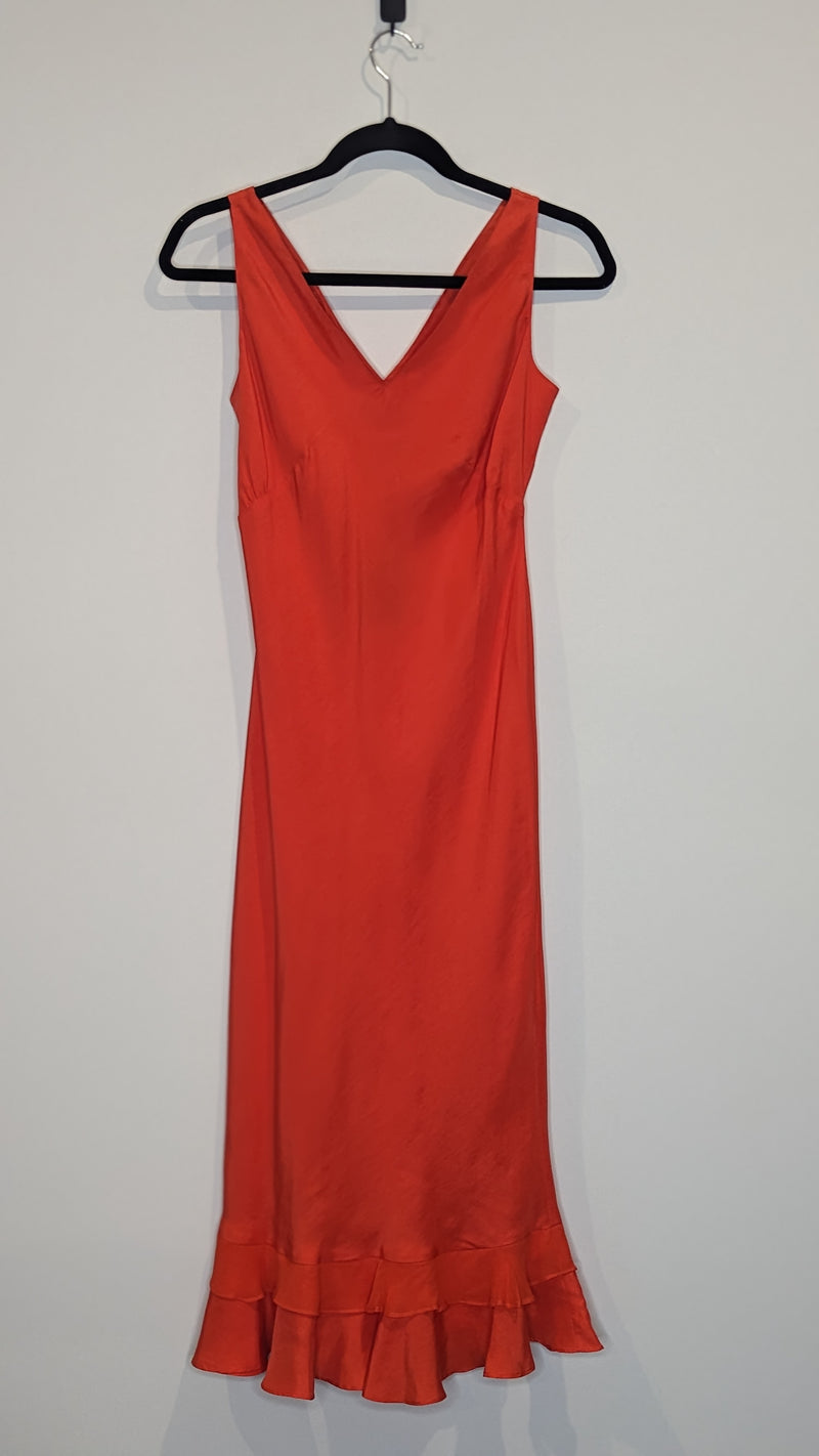 Witchery Orange Silk Tiered Slip Dress