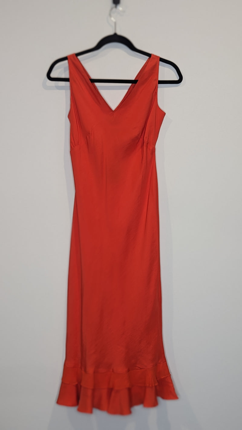 Witchery Orange Silk Tiered Slip Dress