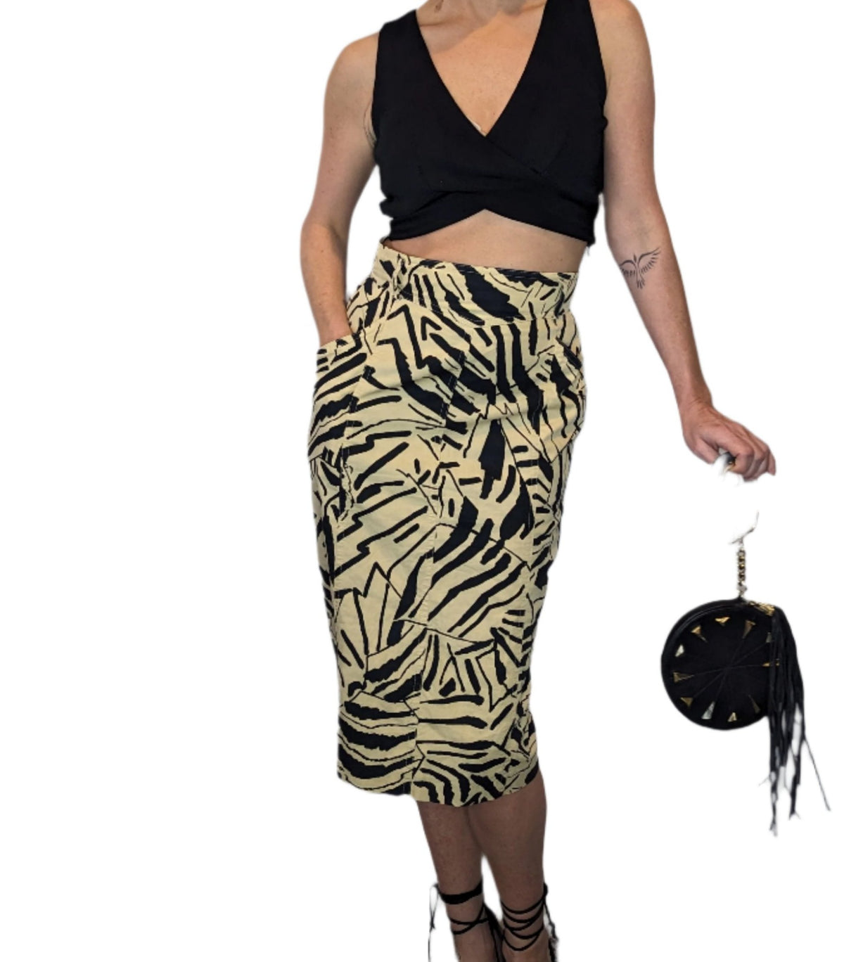 Escada Vintage High Waist Animal Print Skirt