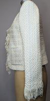 Scanlan Theodore Cream Textured Fringe Blazer Jacket