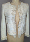 Scanlan Theodore Cream Textured Fringe Blazer Jacket