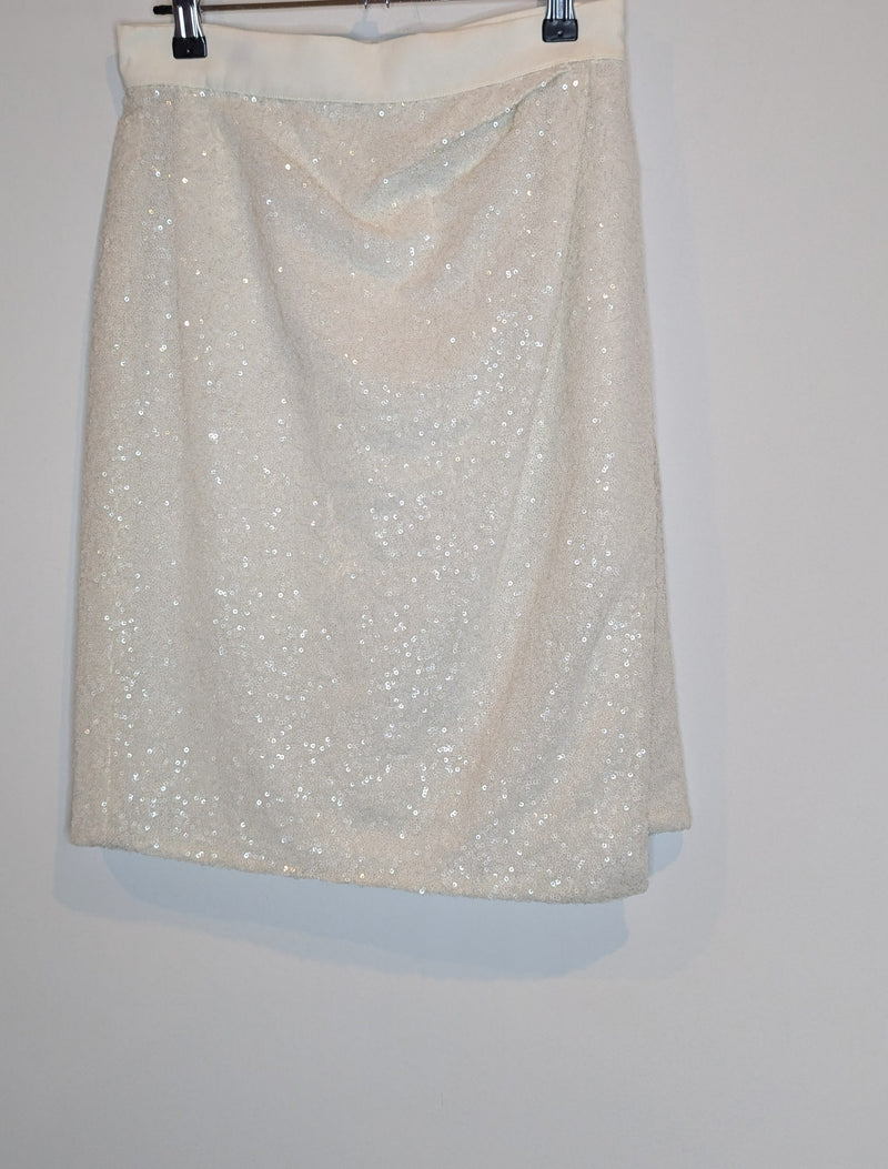 Aurelio Costarella Australia Off-White Sequin Draped Wrap Skirt