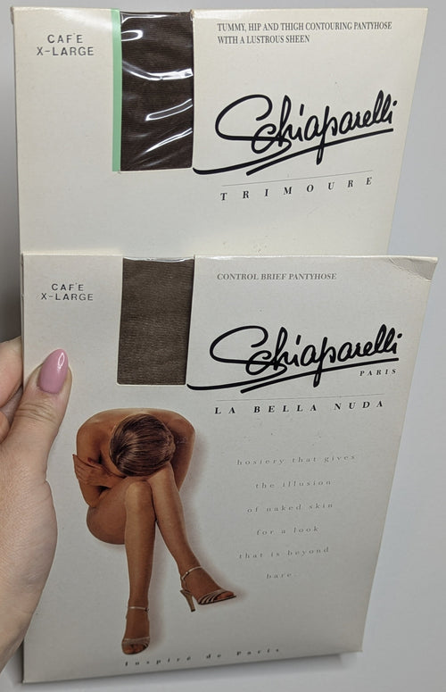 Schiaparelli Paris Vintage Brown/Nude 'Cafe' Sheer Coloured Stockings - 2 pairs