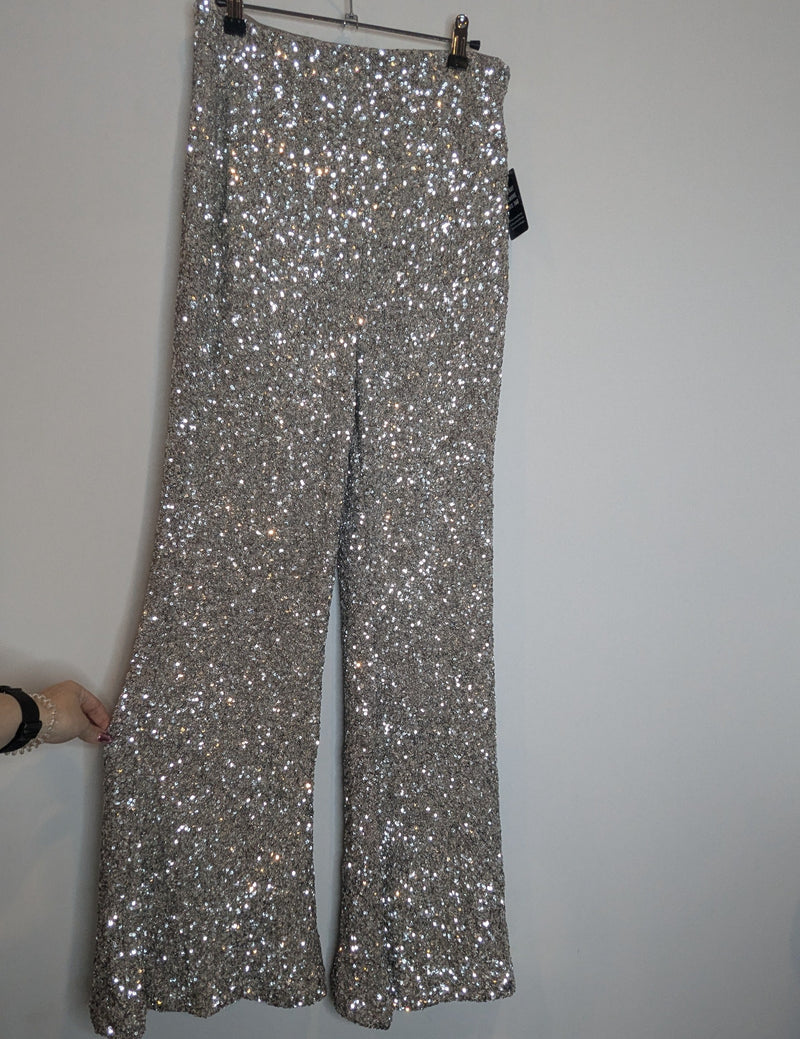 Express Sequin Super High Rise Flared Pants