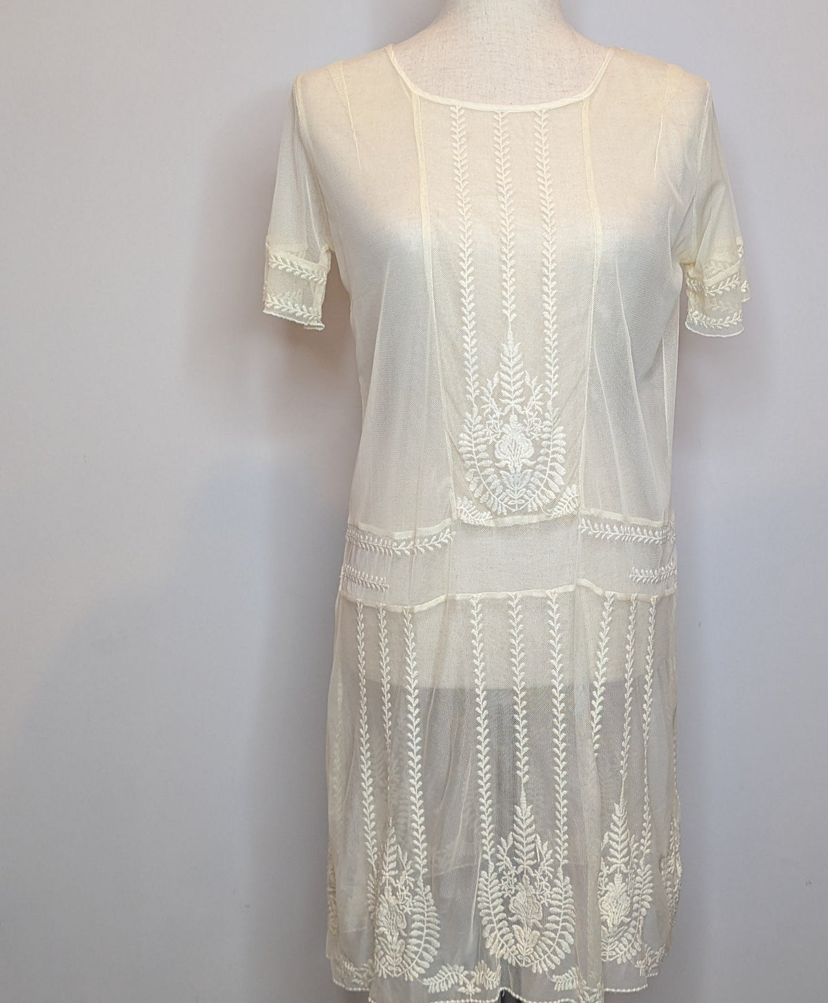 Flannel Cream Lace Dress With Slip Dress