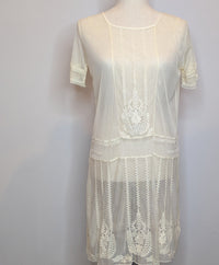 Flannel Cream Lace Dress With Slip Dress