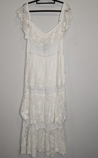 Tulle & Batiste White Lace Tiered Maxi Dress