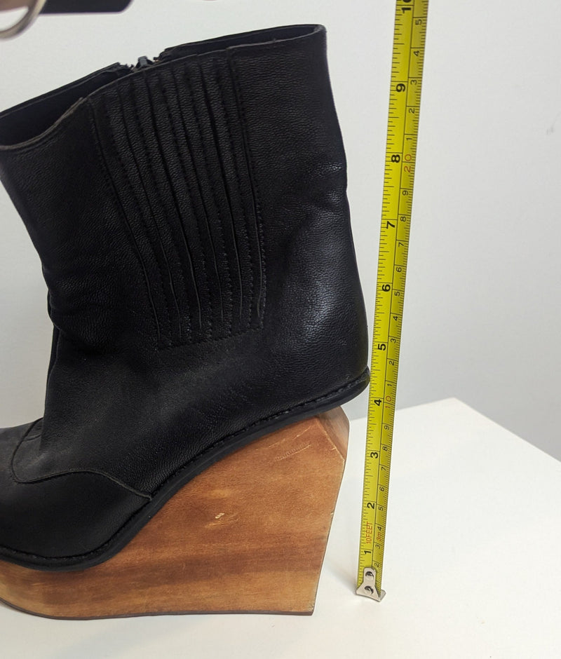 Jeffrey Campbell Leather Wood Wedge Booties