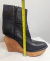 Jeffrey Campbell Leather Wood Wedge Booties