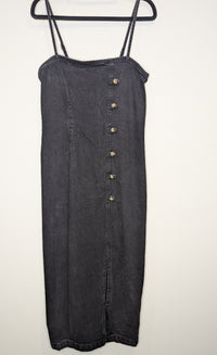 ASOS Black Denim Pinafore Dress