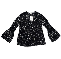 Baz Inc Black & White Star Print Blouse Top