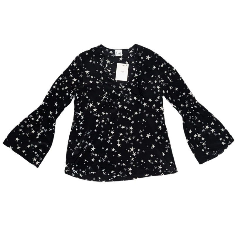 Baz Inc Black & White Star Print Blouse Top