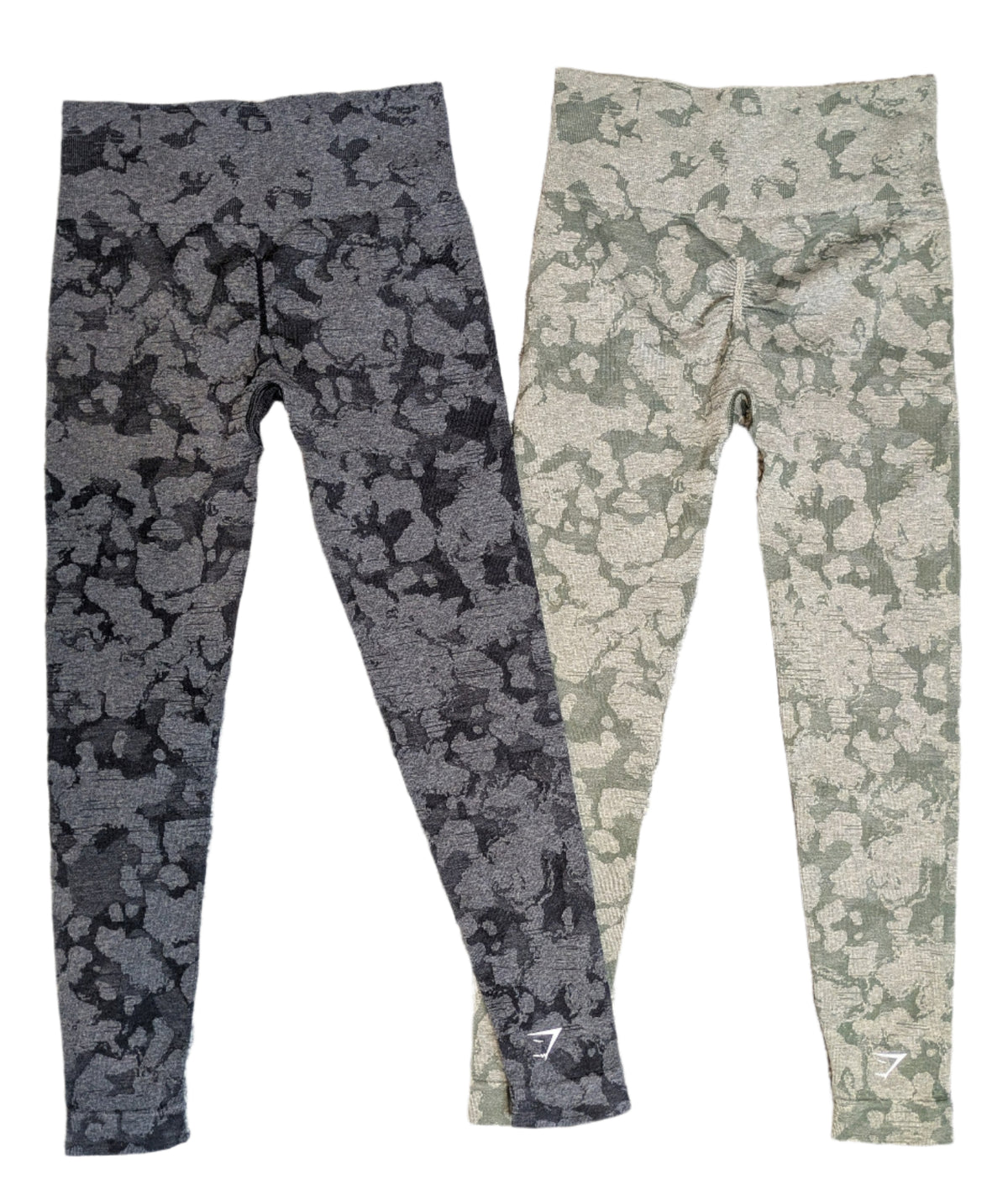 Gymshark Adapt Camo Seamless Leggings x 2 Pairs Green Grey