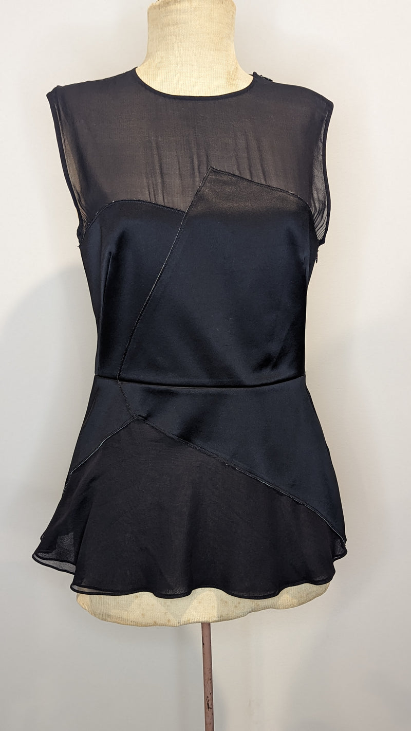 3.1 Phillip Lim Sheer Asymmetric Peplum Paneled Top