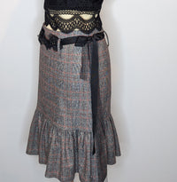 3.1 Phillip Lim Grey Plaid Print Pattern Pencil Ruffle Skirt Designer