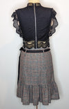 3.1 Phillip Lim Grey Plaid Print Pencil Ruffle Skirt