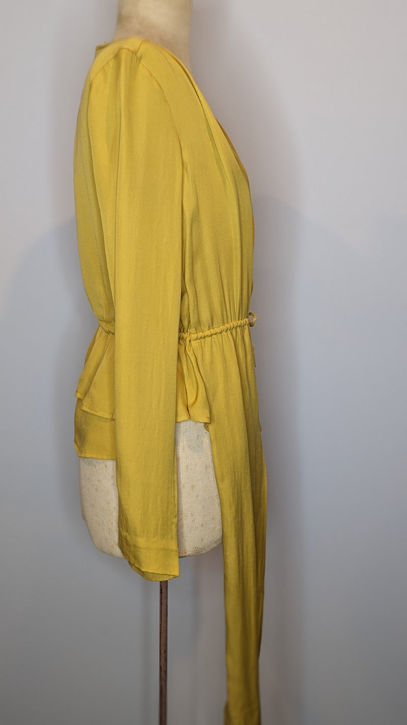 Sass & Bide Mustard Asymetric Long Sleeve Wrap Shirt