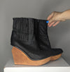 Jeffrey Campbell Leather Wood Wedge Booties