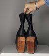 Jeffrey Campbell Leather Wood Wedge Booties