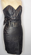 Frantik Australia Black Gold Print Vintage Leather Top Skirt Set