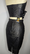 Frantik Australia Black Gold Print Vintage Leather Top Skirt Set