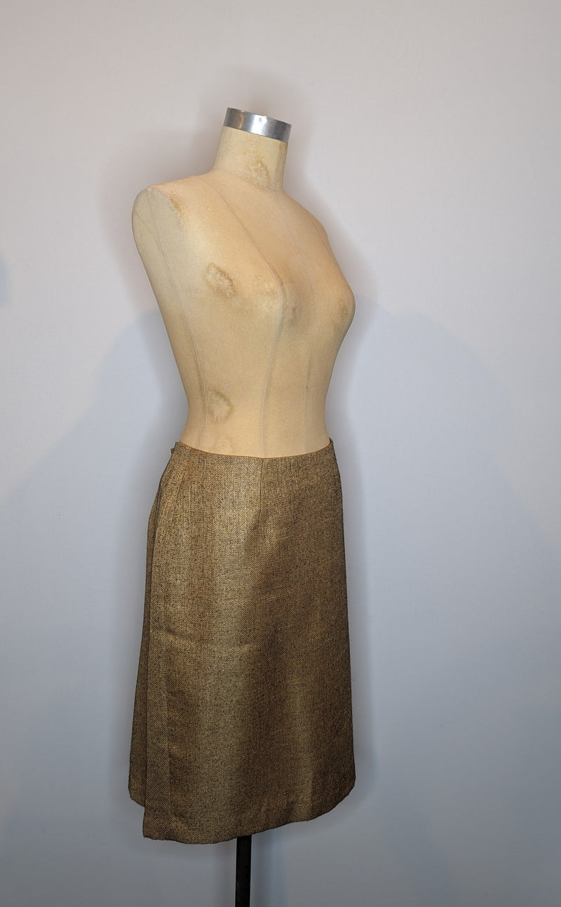 Carla Zampatti Gold & Black Textured Vintage Suit 2-Peice Skirt & Jacket