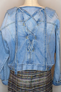 Hera Plus Lace-Up Relaxed Denim Jacket