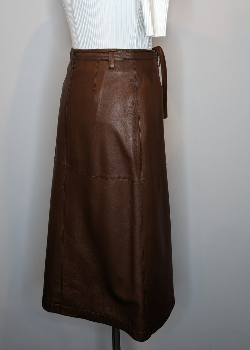 Deuxieme Classe Long Brown Tie Up Soft Leather Skirt