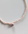 Pink Jade & freshwater pear Beaded Gemstone Sterling Silver Pendant Necklace