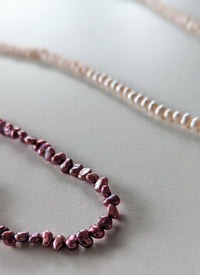 Pale Pink Freshwater Pearl Beaded Sterling Silver Necklace