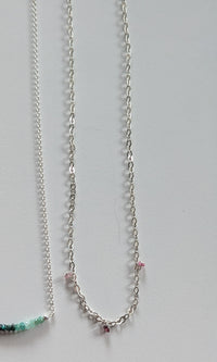 Sterling Silver 'Diamond-Chain & Pink Sapphire Necklace