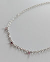 Sterling Silver 'Diamond-Chain & Pink Sapphire Necklace