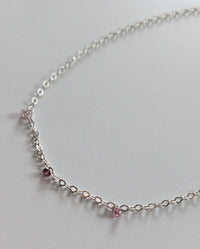 Sterling Silver 'Diamond-Chain & Pink Sapphire Necklace