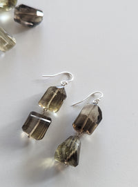 Quartz & Sterling Silver Disco Drop Earrings