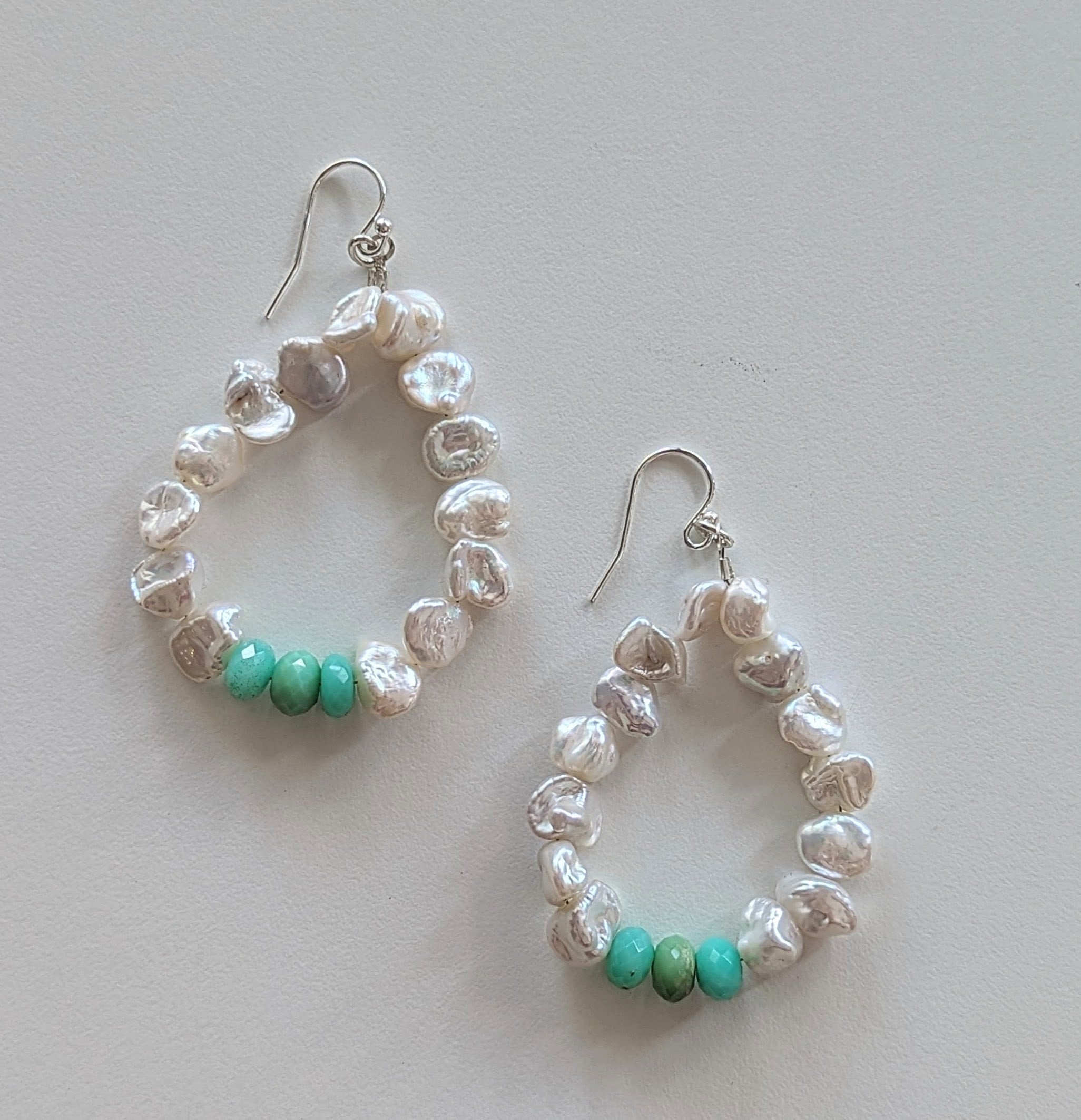 Freshwater Pearl Chrysoprase Sterling Silver Teardrop Earrings Re find Preloved
