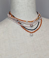 Ombre Orange Carnelian Freshwater Pearl, Sterling Silver Beaded Necklace