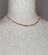 Ombre Orange Carnelian Freshwater Pearl, Sterling Silver Beaded Necklace